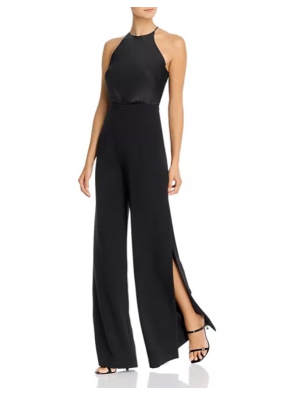 Black Halo Slit-Hem Jumpsuit